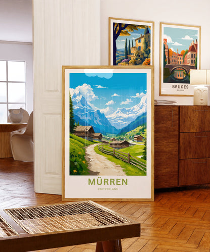 Mürren Travel Print - Mürren poster, Switzerland Wall Art, Framed present, Gift Switzerland Present - TravelTreasureCo