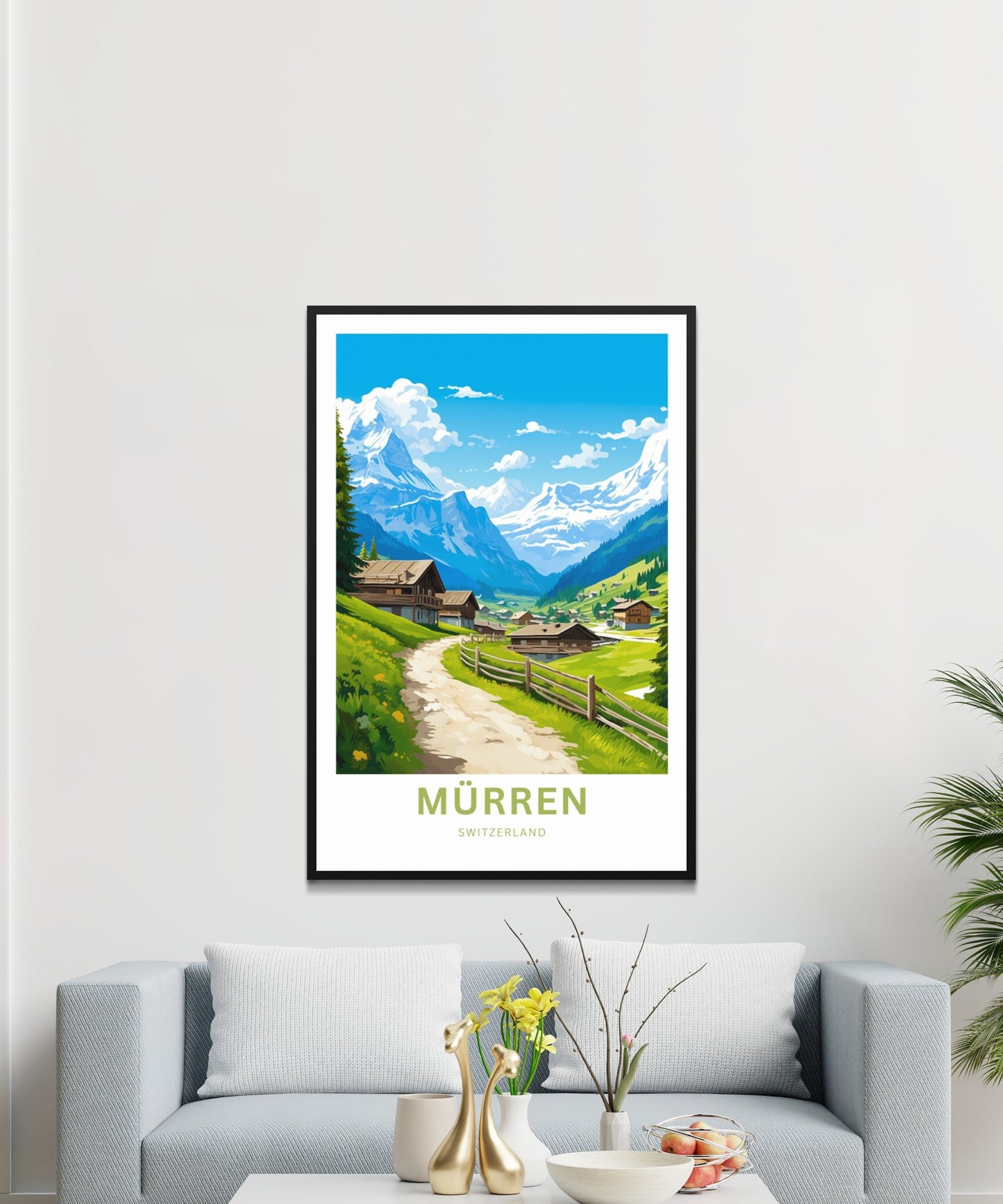 Mürren Travel Print - Mürren poster, Switzerland Wall Art, Framed present, Gift Switzerland Present - TravelTreasureCo