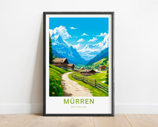 Mürren Travel Print - Mürren poster, Switzerland Wall Art, Framed present, Gift Switzerland Present - TravelTreasureCo