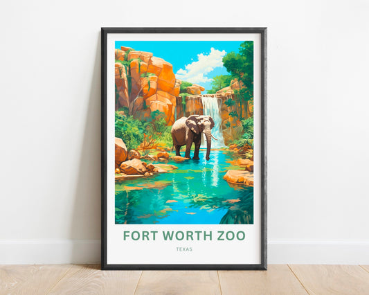 Fort Worth Zoo Travel Print - Fort Worth Zoo poster, Texas Wall Art, Framed present, Gift United States Present, Custom Text - TravelTreasureCo