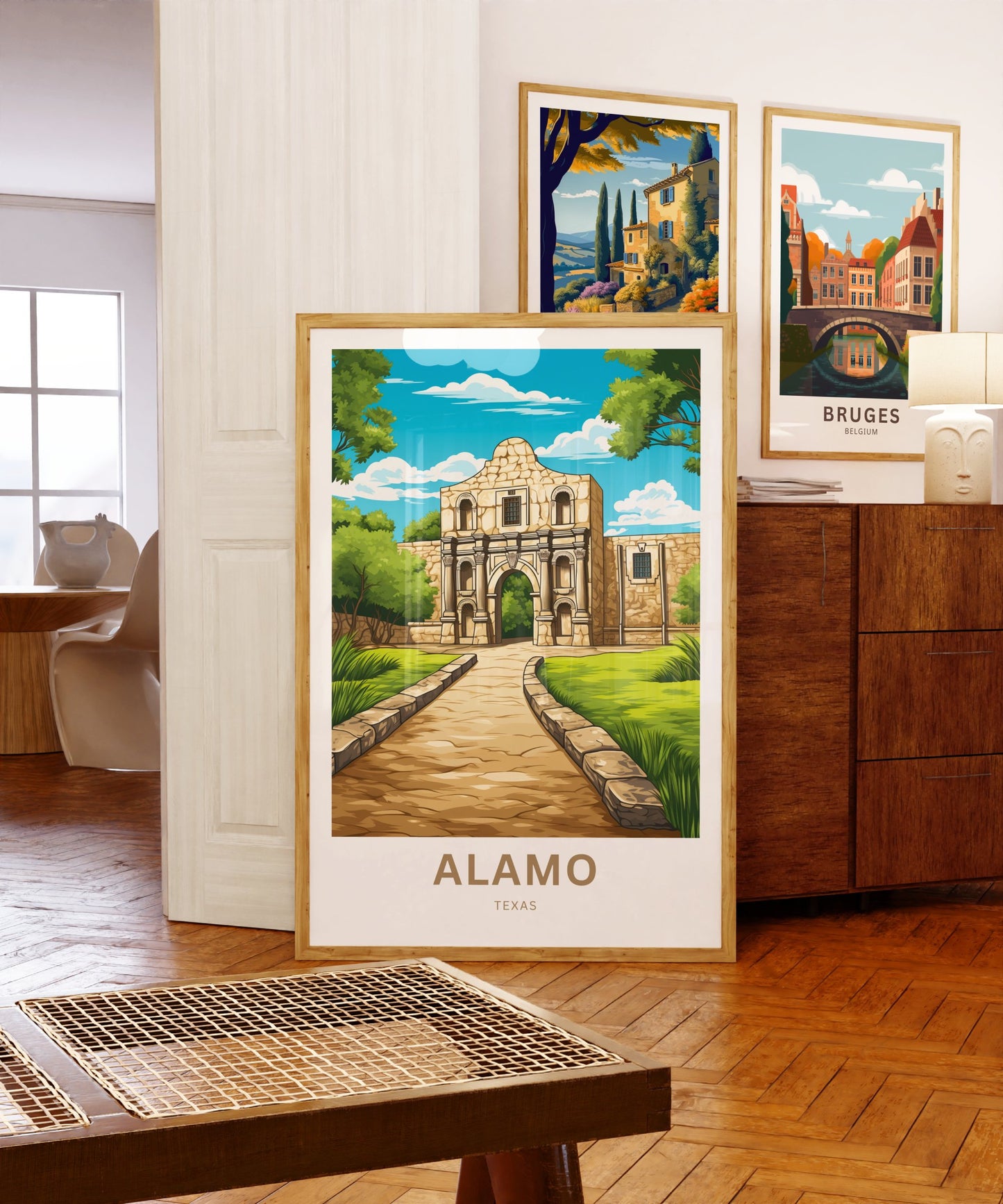 Alamo Travel Print - Alamo poster, Texas Wall Art, Framed present, Gift United States Present, Custom Text - TravelTreasureCo