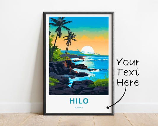 Hilo Travel Print - Hilo Big Island Hawaii poster, Hawaii Wall Art, Framed present, Gift United States Present - TravelTreasureCo