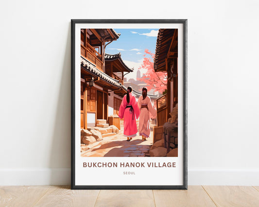 Bukchon Hanok Village Travel Print - Bukchon Hanok Village poster, Seoul Wall Art, Framed present, Gift South Korea Present, Custom art - TravelTreasureCo
