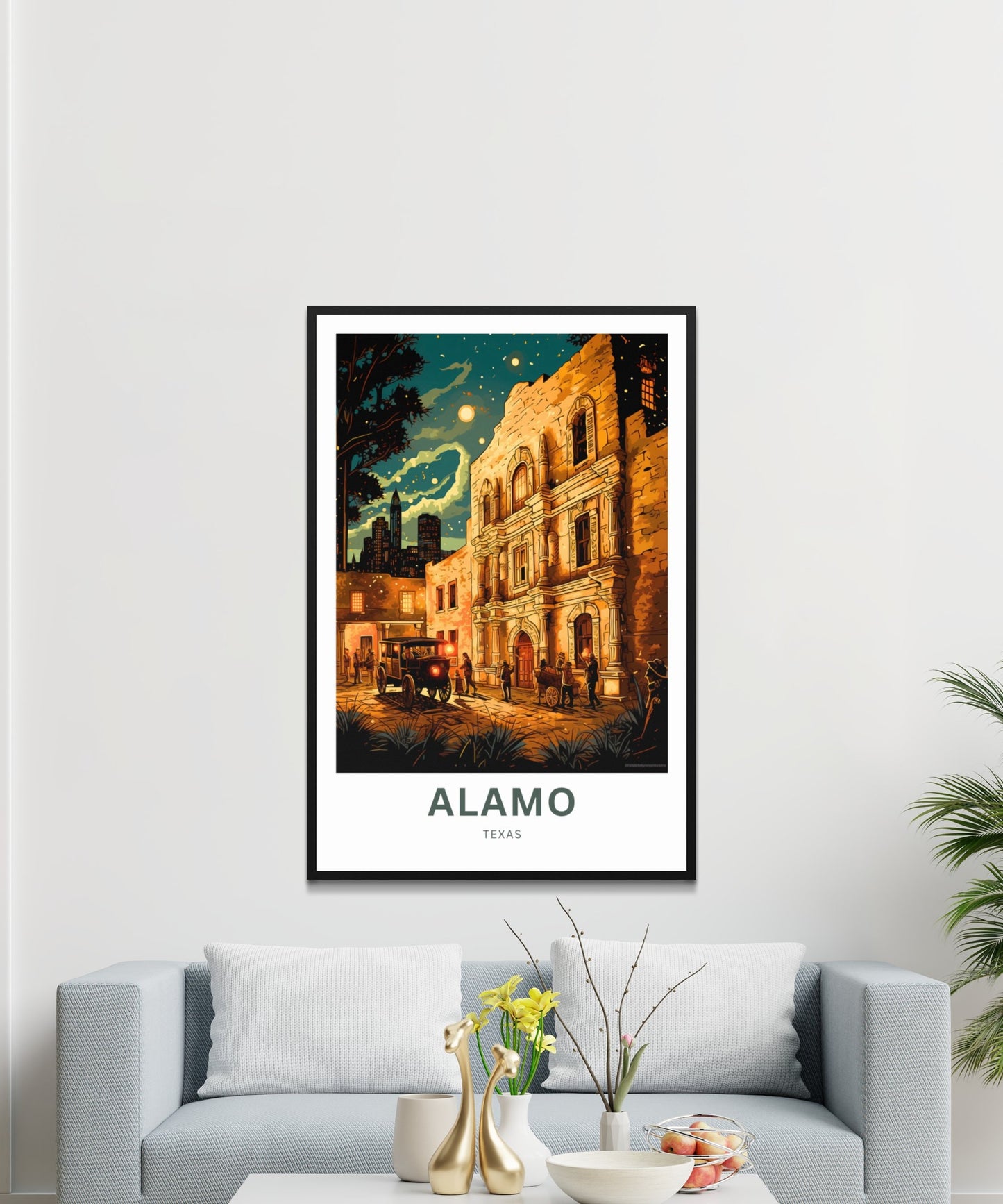 Alamo Travel Print - Alamo poster, Texas Wall Art, Framed present, Gift United States Present, Custom Text - TravelTreasureCo