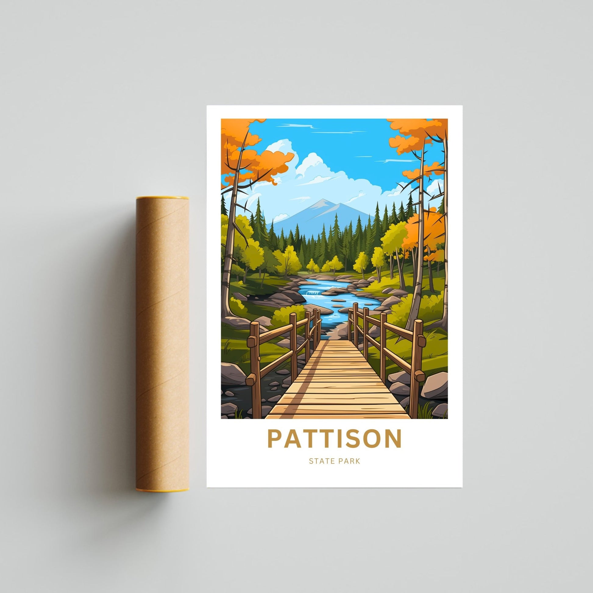 Pattison State Park Travel Print - Pattison State Park poster, Wisconsin Wall Art, Framed present, Gift United States Present - TravelTreasureCo