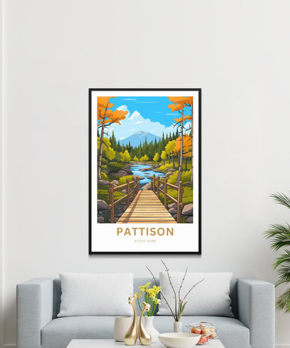 Pattison State Park Travel Print - Pattison State Park poster, Wisconsin Wall Art, Framed present, Gift United States Present - TravelTreasureCo