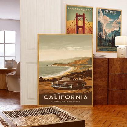 California Vintage Travel Poster - Coastal Nostalgia