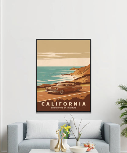 California Vintage Travel Poster - Beachfront Beauty