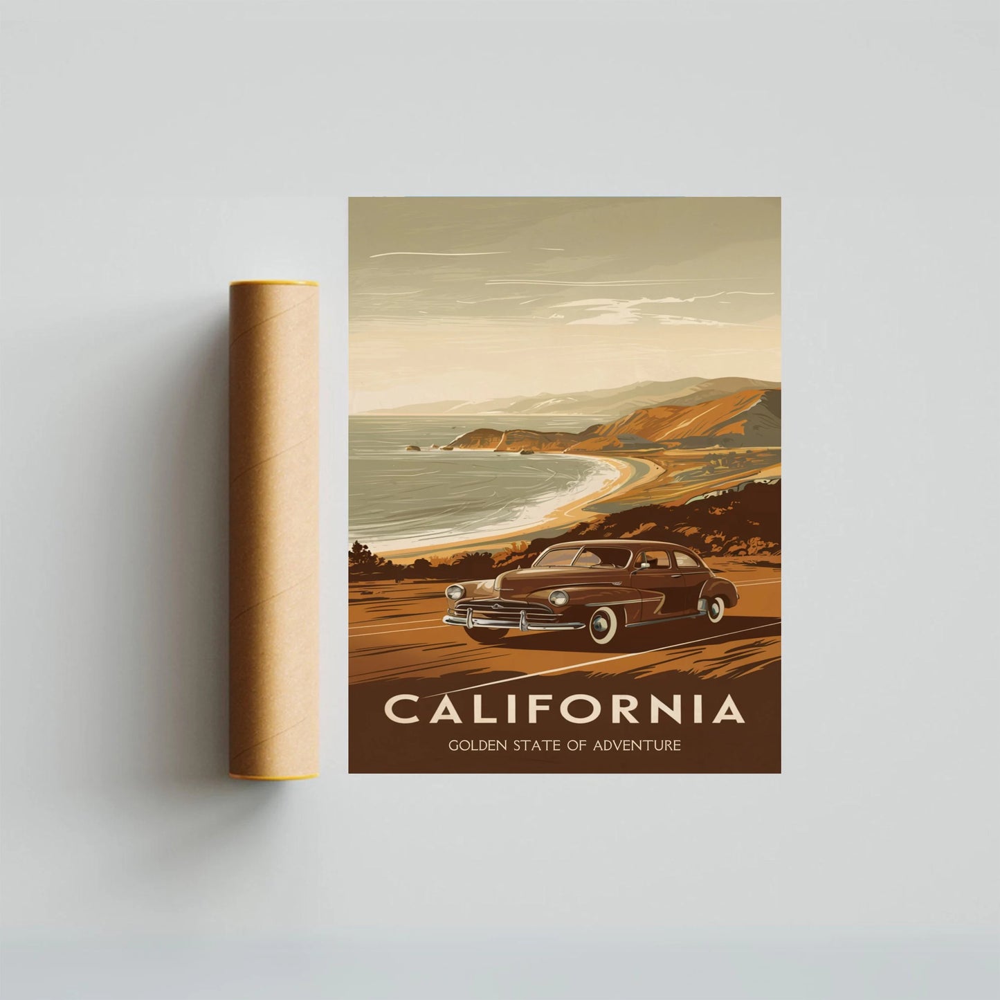 California Vintage Travel Poster - Coastal Nostalgia