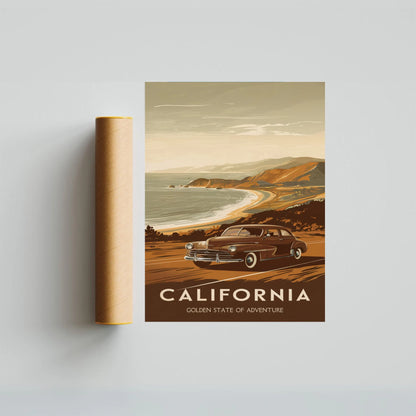 California Vintage Travel Poster - Coastal Nostalgia