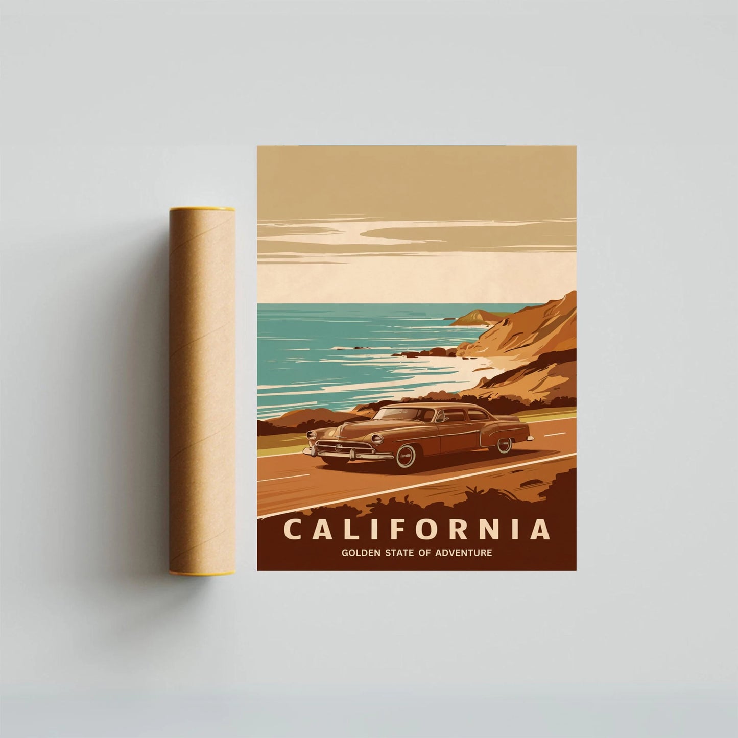 California Vintage Travel Poster - Beachfront Beauty