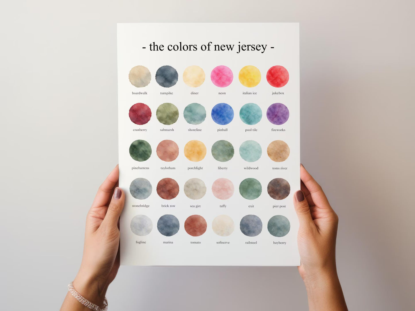 The Colors of New Jersey - Watercolor Print