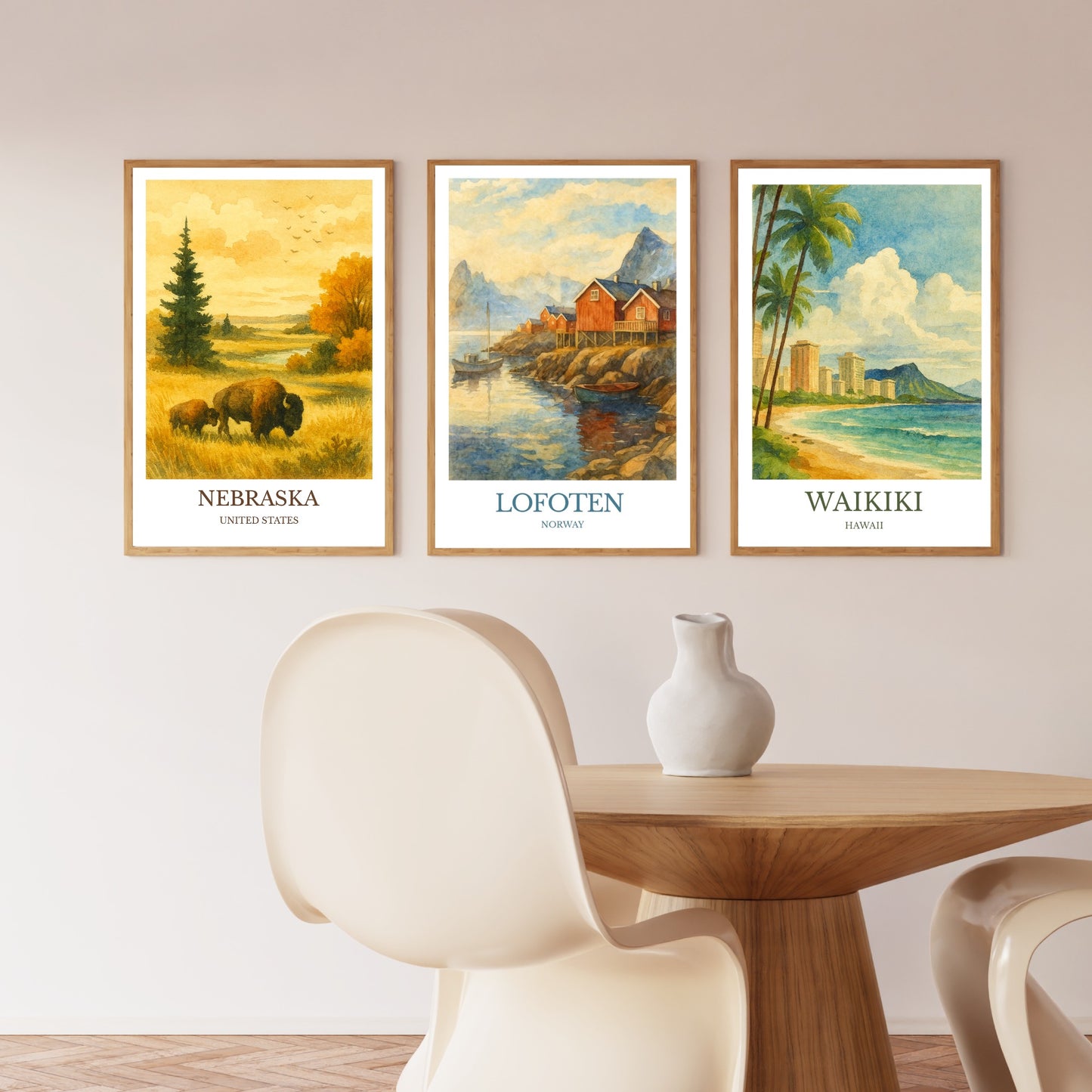 Lofoten, Watercolor design poster, Norway Print, Lofoten Wall Art