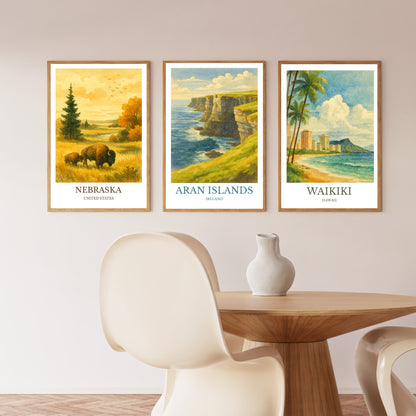 Aran Islands, Watercolor design poster, Ireland Print, Aran Islands Wall Art