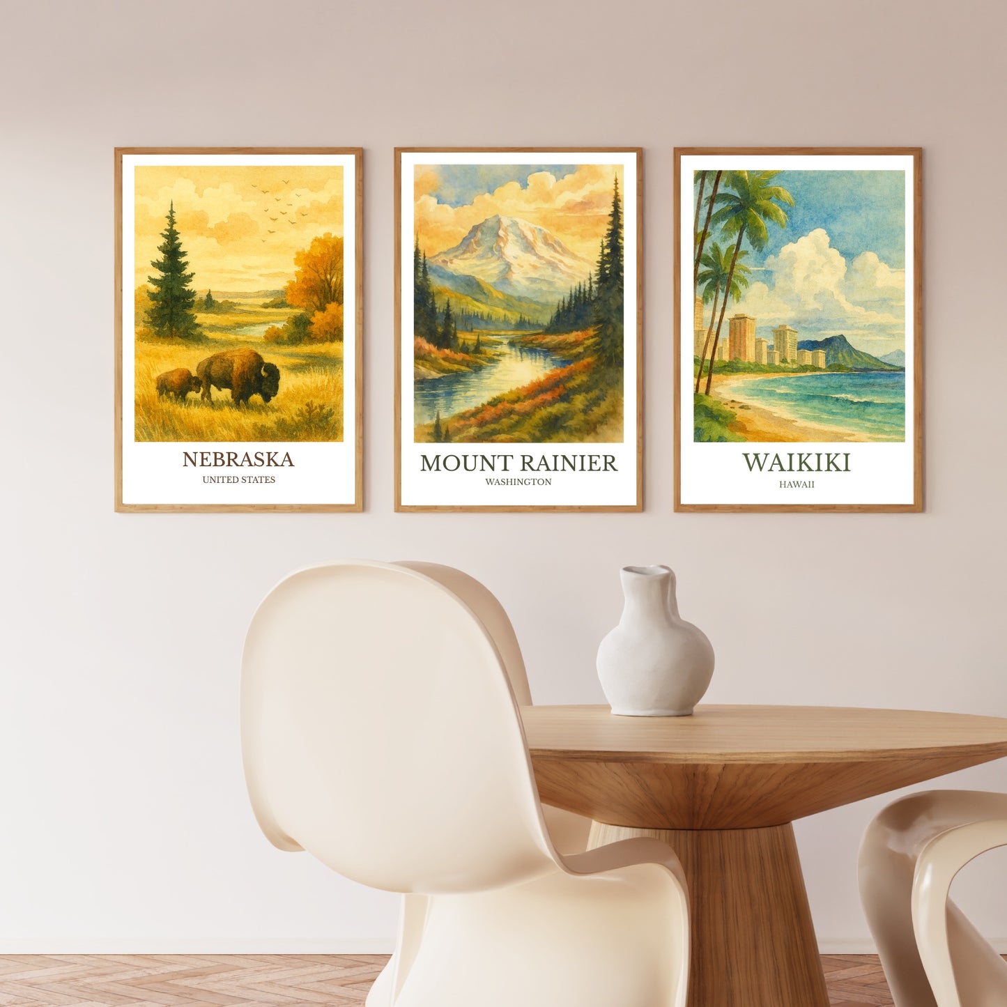 Mount Rainier, Watercolor design poster, Washington Print, Mount Rainier Wall Art