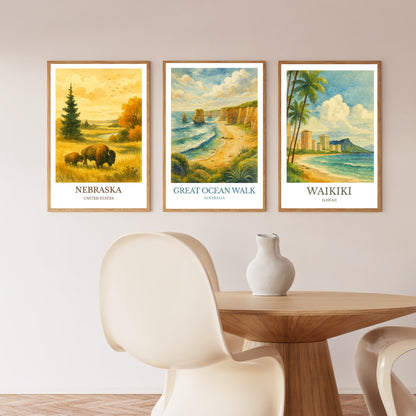 Great Ocean Walk, Watercolor design poster, Australia Print, Great Ocean Walk Wall Art