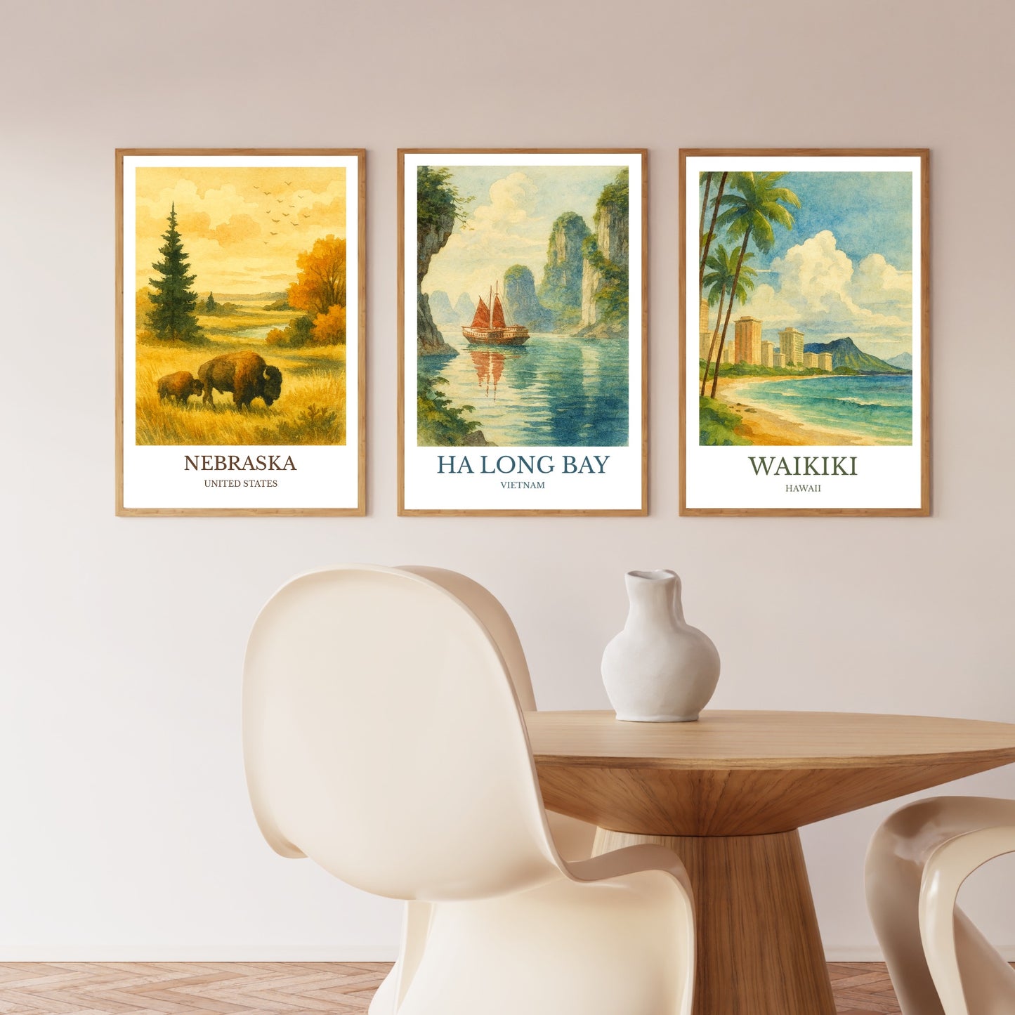 Hạ Long Bay, Watercolor design poster, Vietnam Print, Hạ Long Bay Wall Art