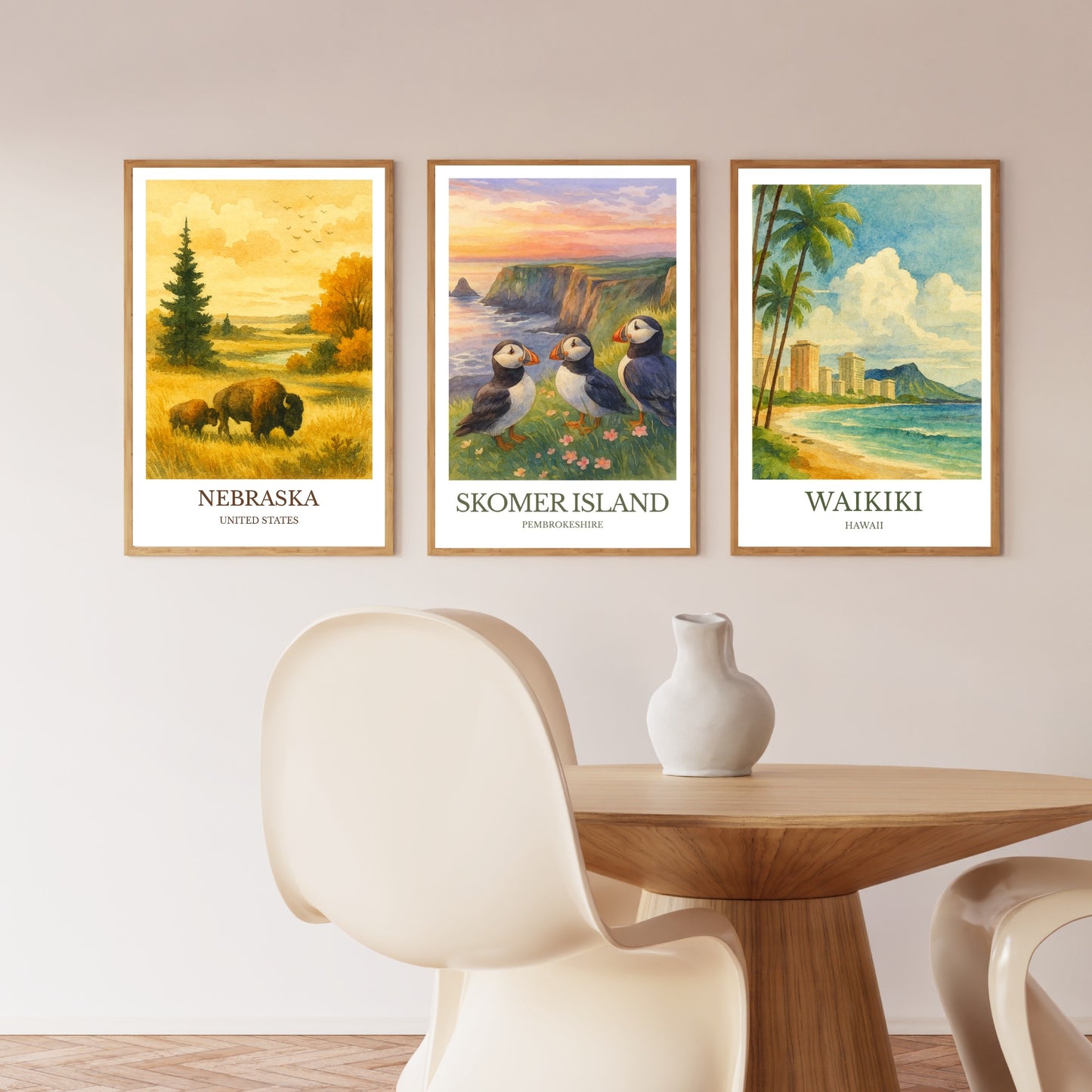 Skomer Island, Watercolor design poster, Pembrokeshire Print, Skomer Island Wall Art