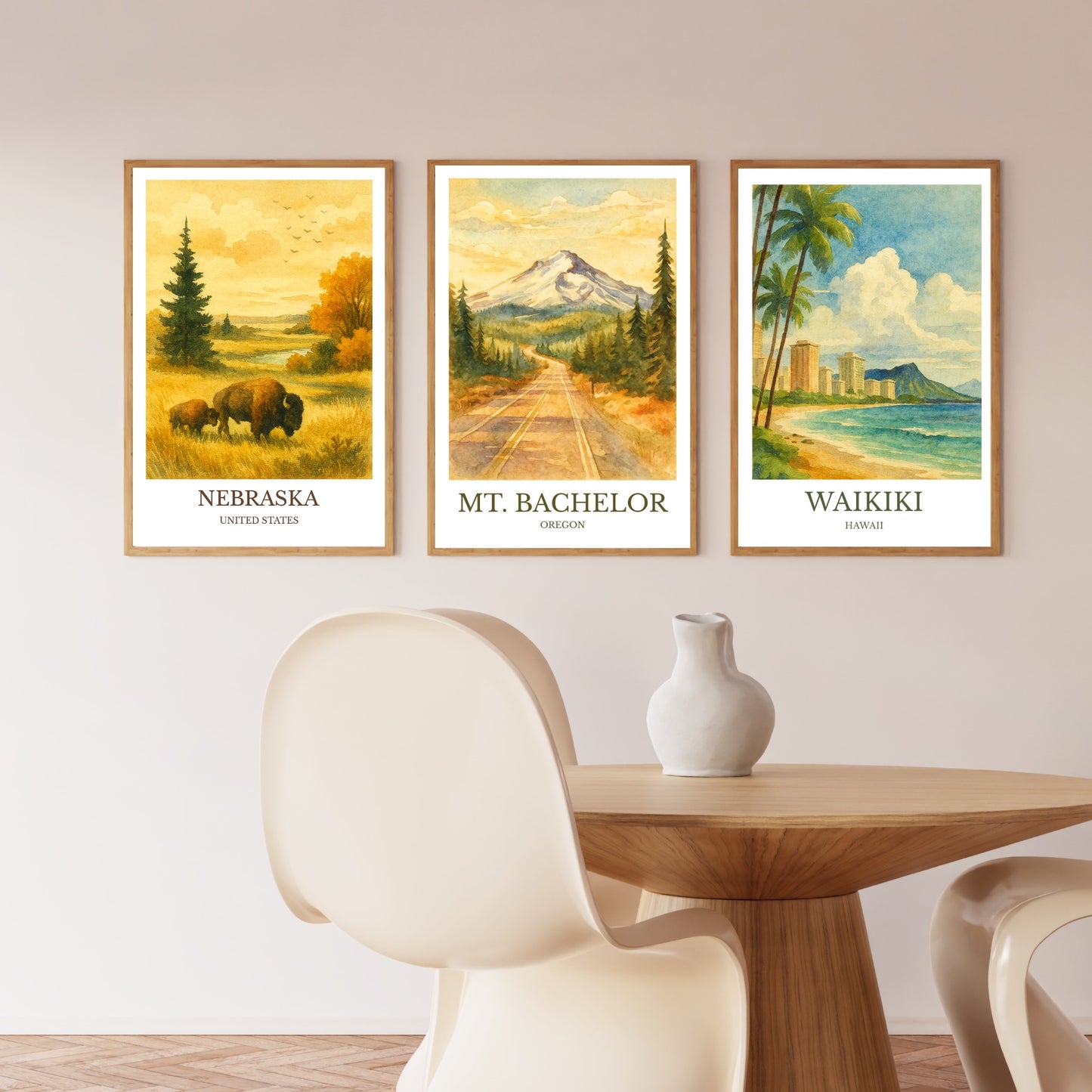 Mount Bachelor, Watercolor design poster, Oregon Print, Mount Bachelor Wall Art