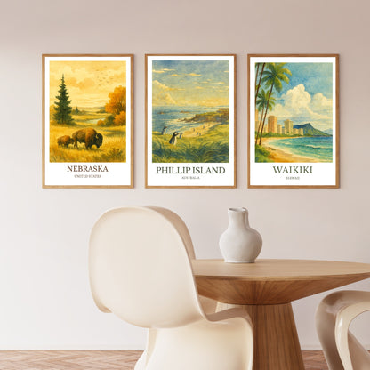 Phillip Island, Watercolor design poster, Australia Print, Phillip Island Wall Art