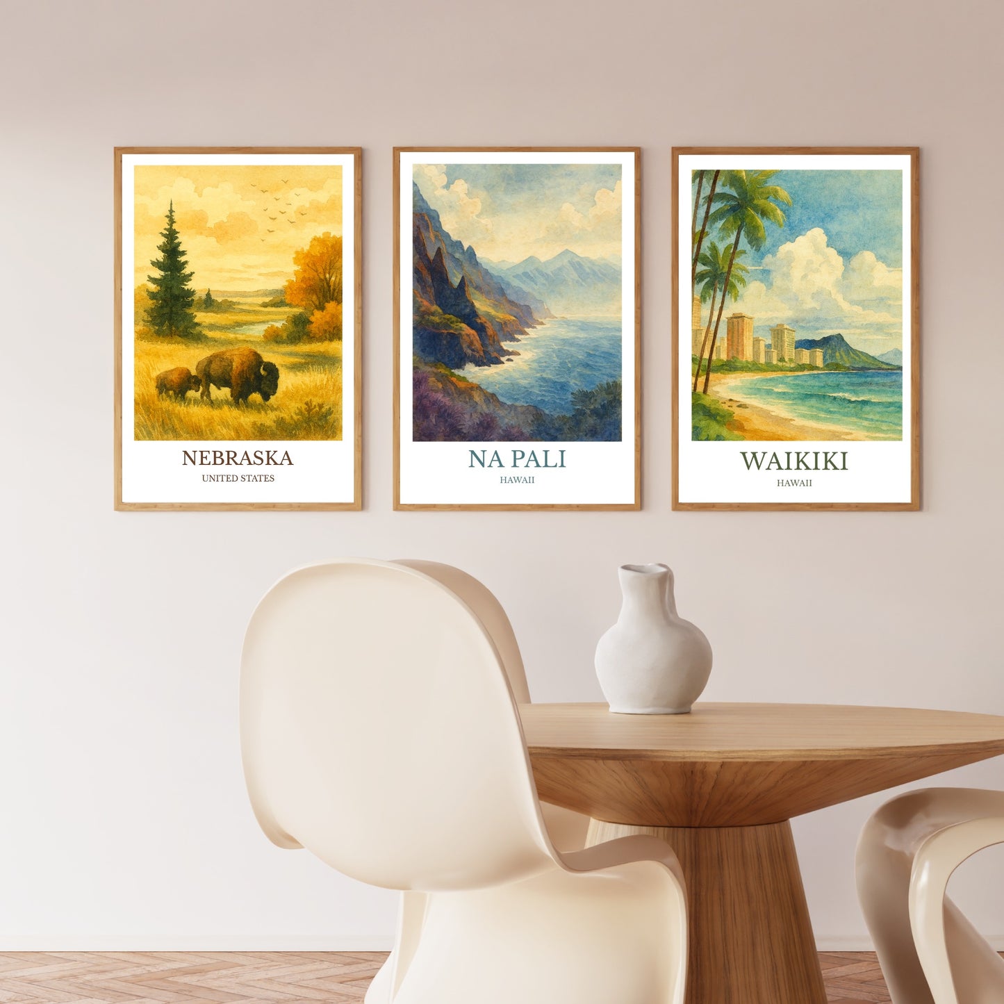 Nā Pali Coast, Watercolor design poster, Hawaii Print, Nā Pali Wall Art
