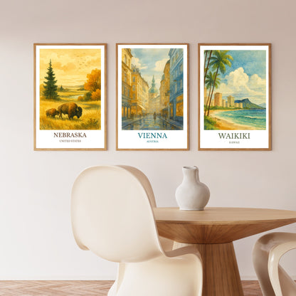 Vienna, Watercolor design poster, Austria Print, Vienna Wall Art