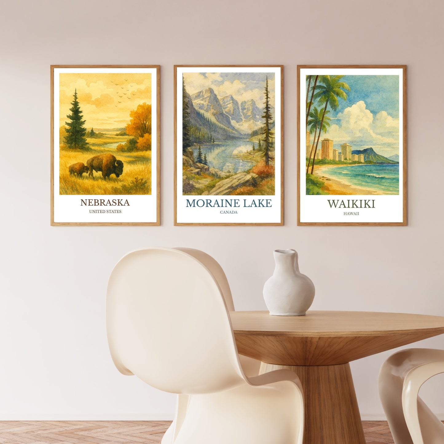 Moraine Lake, Watercolor design poster, Canada Print, Moraine Lake Wall Art
