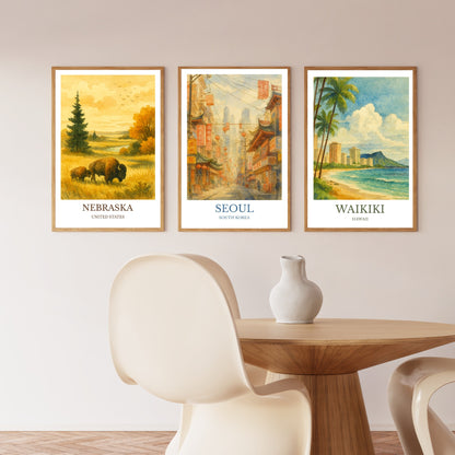 Captivating Seoul, Watercolor design poster, South Korea  Print, Seoul Wall Art