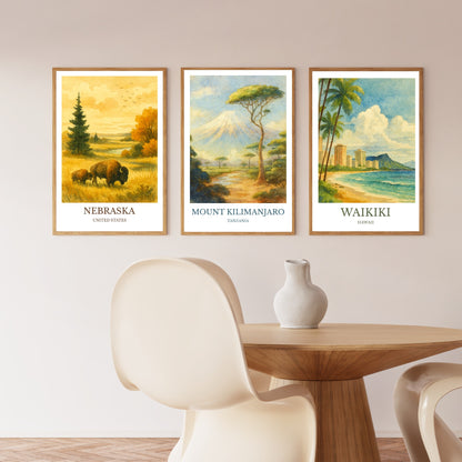 Mount Kilimanjaro, Watercolor design poster, Africa Print, Mount Kilimanjaro Wall Art