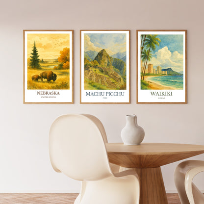 Machu Picchu, Watercolor design poster, Peru Print, Machu Picchu Wall Art