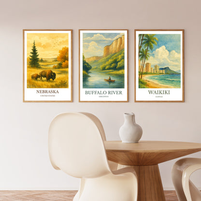 Buffalo River, Watercolor design poster, Arkansas Print, Buffalo River Wall Art