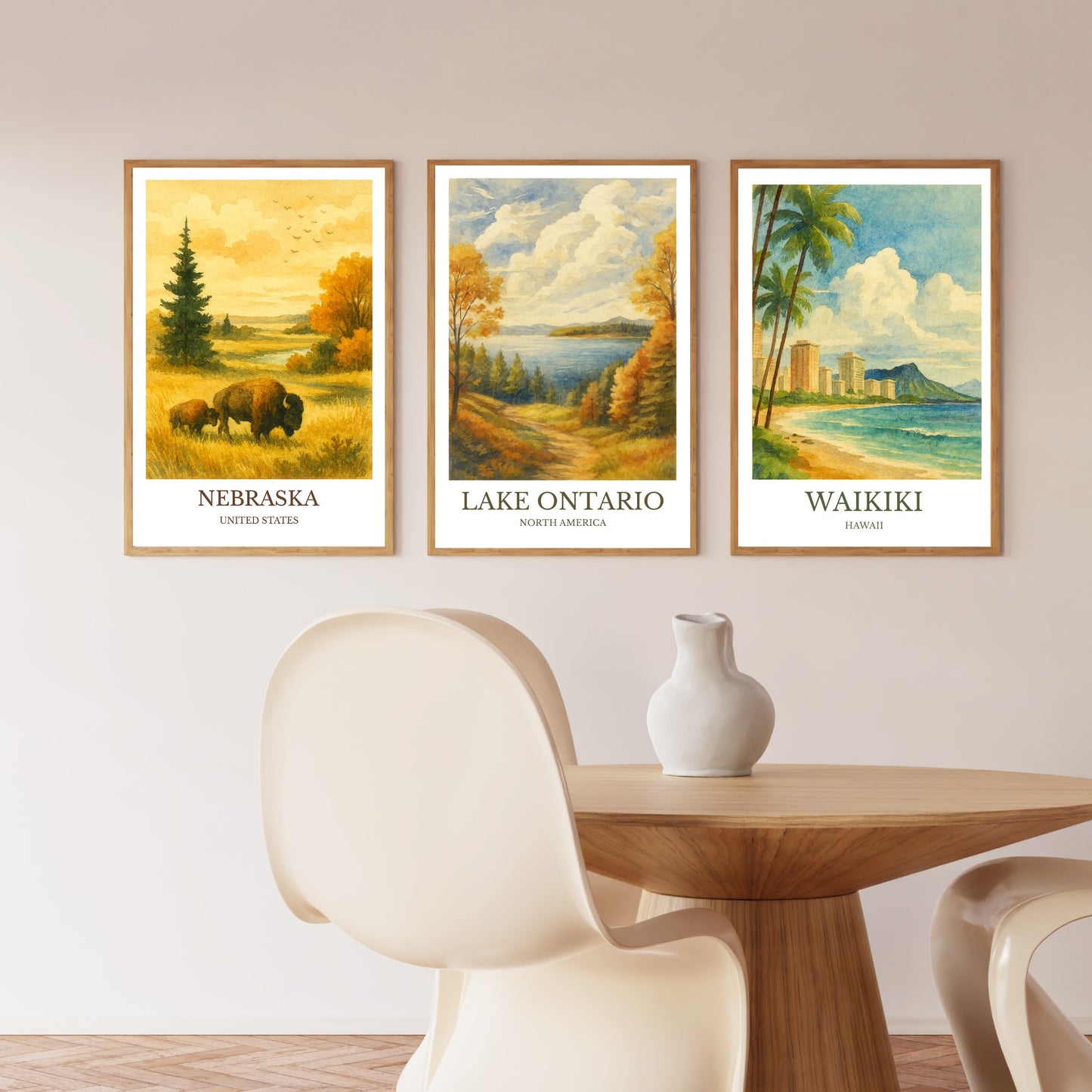 Lake Ontario, Watercolor design poster, North America Print, Lake Ontario Wall Art