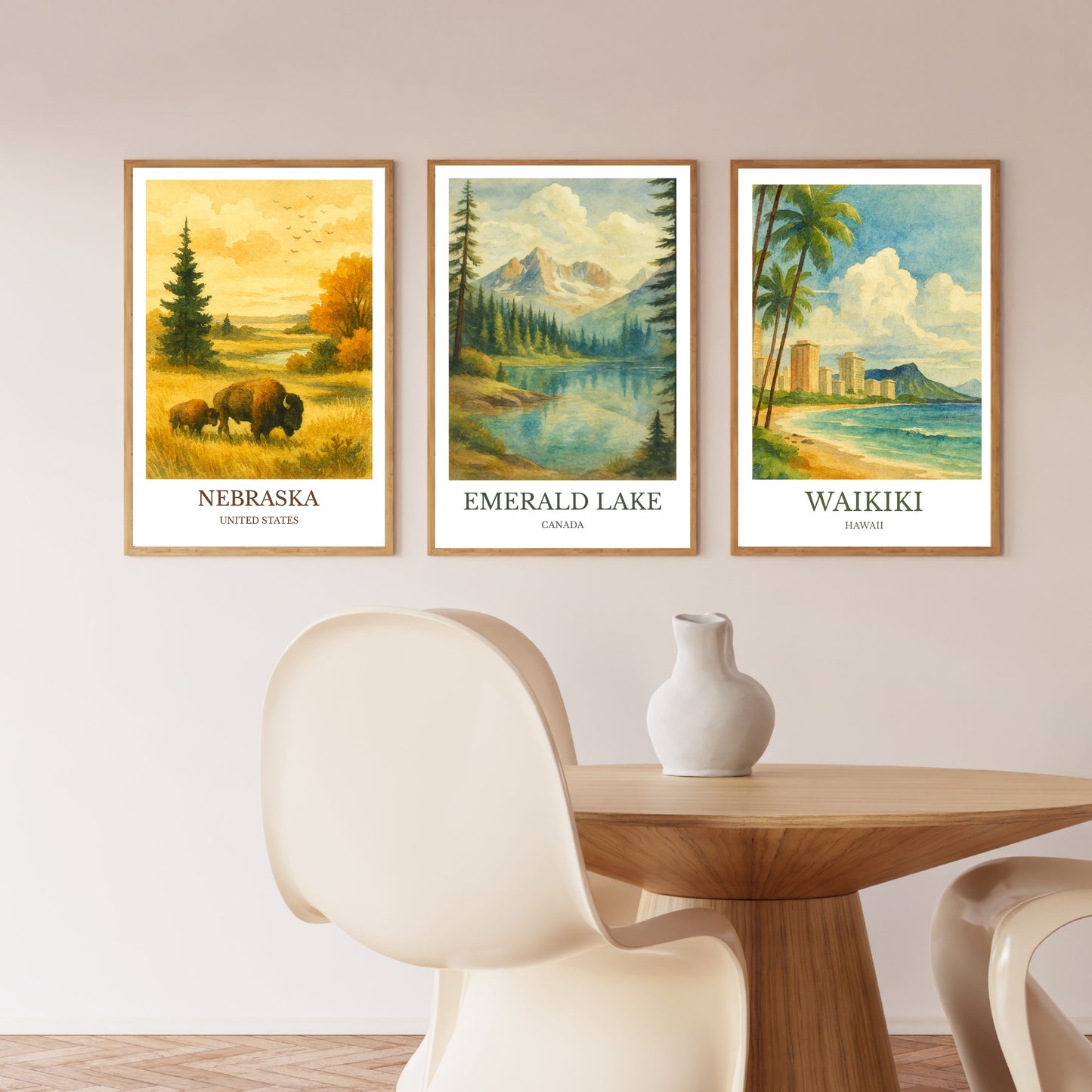 Emerald Lake, Watercolor design poster, Canada Print, Emerald Lake Wall Art