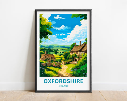 Oxfordshire Travel Poster - Charming Village View