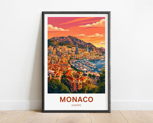 Monaco  Travel Poster - Sunset View