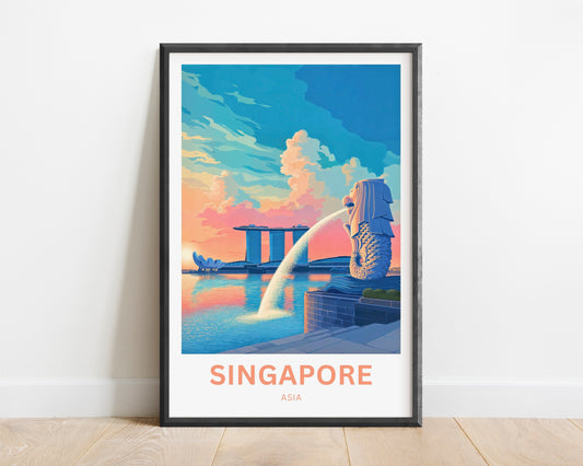 Singapore Travel Poster - Heart of the Lion City
