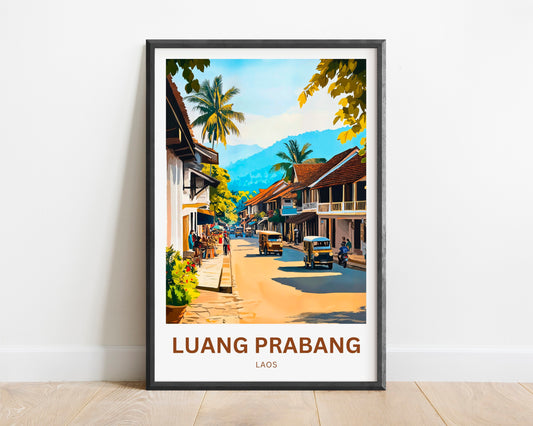 Luang Prabang Travel Poster - Captivating Street of Laos
