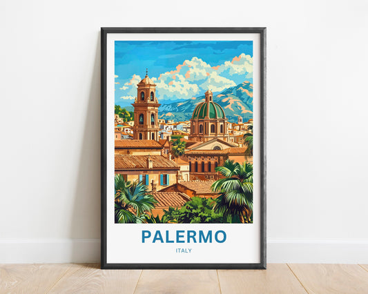 Palermo Travel Poster- Mediterranean Mosaic