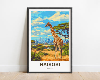 Nairobi Travel Poster - Captivating Zebra and City