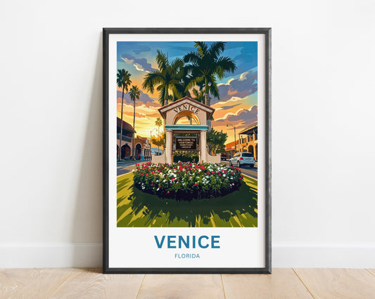 Venice, Florida Travel Poster - Downtown