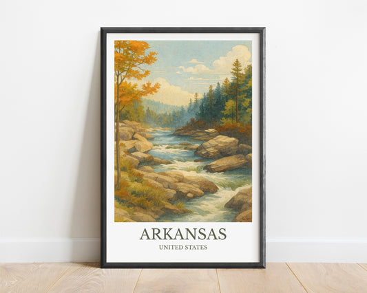 Arkansas, Watercolor design poster, United States Print, Arkansas River Wall Art