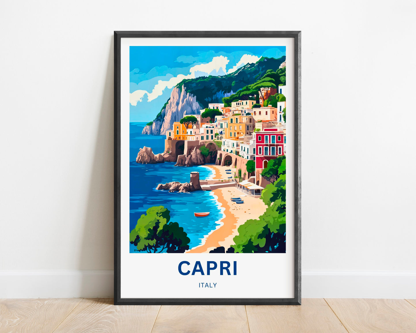 Capri Travel Poster - Discover Italy Timeless Mediterranean Magic