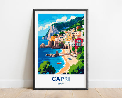 Capri Travel Poster - Discover Italy Timeless Mediterranean Magic
