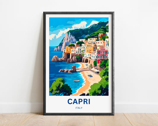 Capri Travel Poster - Discover Italy Timeless Mediterranean Magic