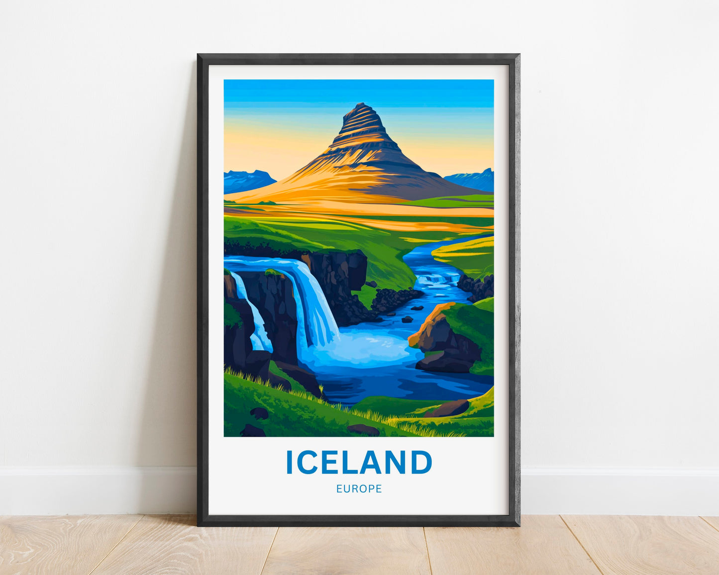Iceland Travel Poster - Europe Iconic Land of Ice and Fire Landscape
