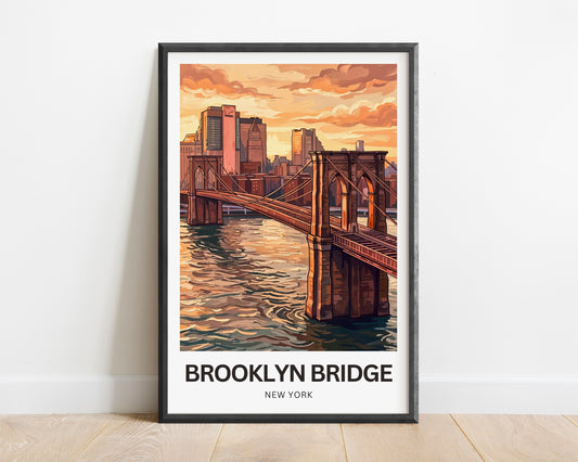 Brooklyn Bridge Travel Poster -  Classic New York View