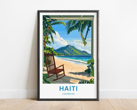 Haiti Travel Poster - Golden Dunes & Azure Seas