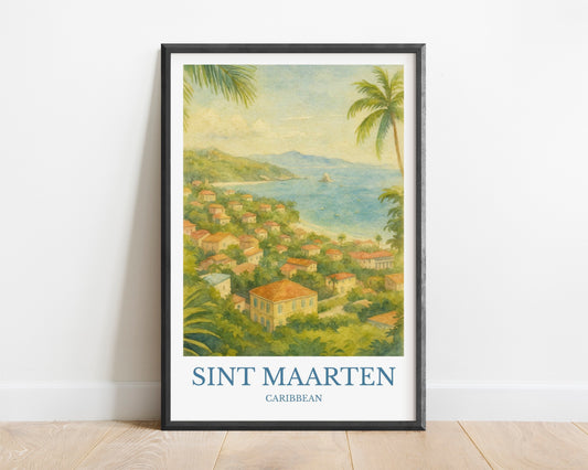 Sint Maarten, Watercolor design poster, Caribbean Print, Sint Maarten Wall Art