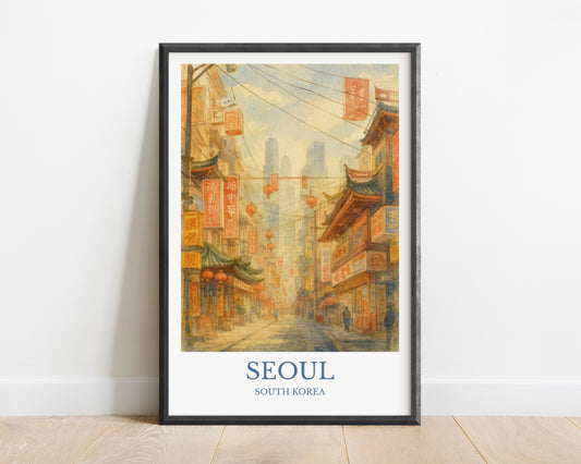 Captivating Seoul, Watercolor design poster, South Korea  Print, Seoul Wall Art