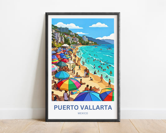 Puerto Vallarta  Travel Poster - Mexico Beach Life